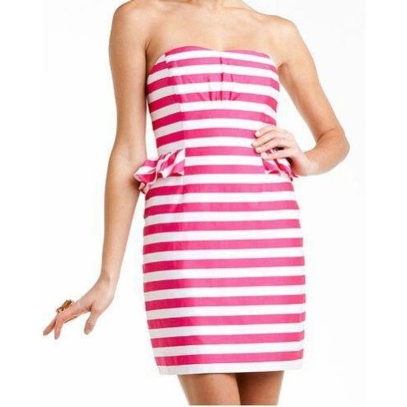 Lilly Pulitzer Azalea Swizzle Stripe Maybell Peplu - Picture 4 of 5
